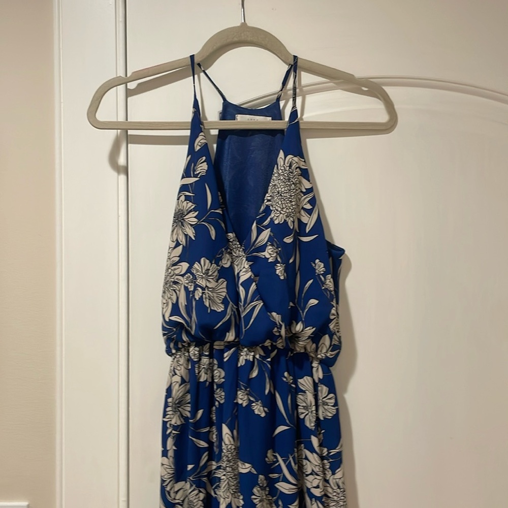Lush Blue Floral Print Dress Size Small